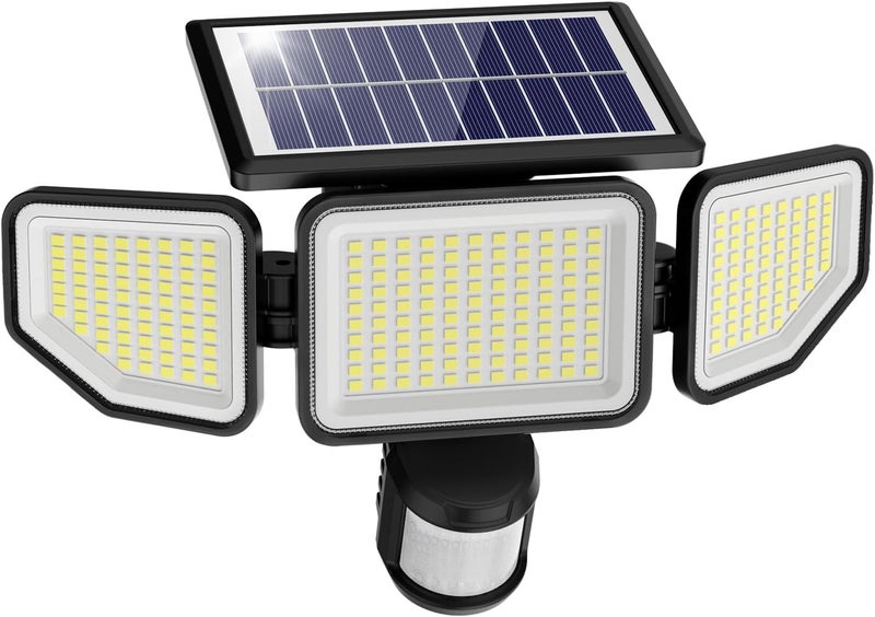 Onforu 4500LM Solar Lights Outdoor, 3 Heads Security Lights with Remote Control, IP65 Waterproof Motion Sensor Lights, 3 Modes Flood Lights for Wall, Porch, Yard, Outside, 1 Pack - Image 1